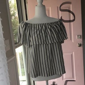 Limited white and blue striped top